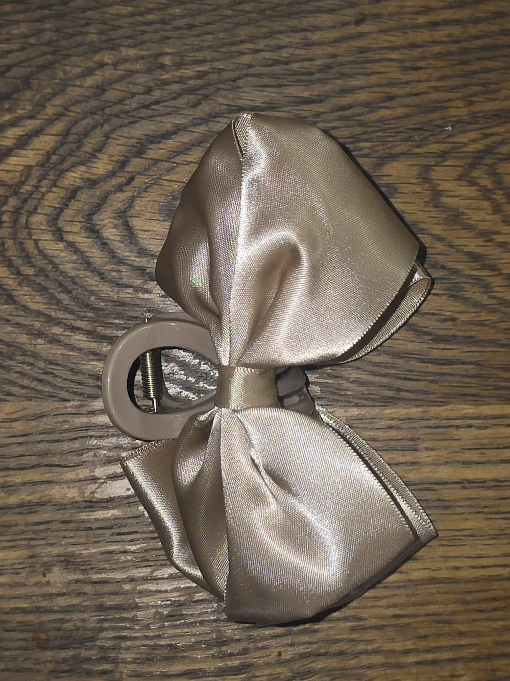 Satin Bow Accent Hair Claw in Champagne BNIB